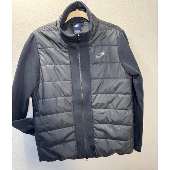 NIKE Tech Fleece Puffer Advance Bomber Jacket Black Goose Down Women's Sz M - Picture 1 of 7